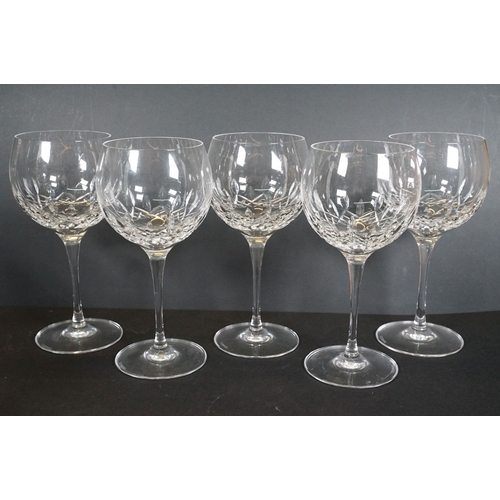63 - Collection of crystal cut glassware to include a set of five Waterford Crystal Lismore Essence ballo... 
