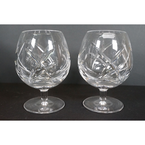 63 - Collection of crystal cut glassware to include a set of five Waterford Crystal Lismore Essence ballo... 