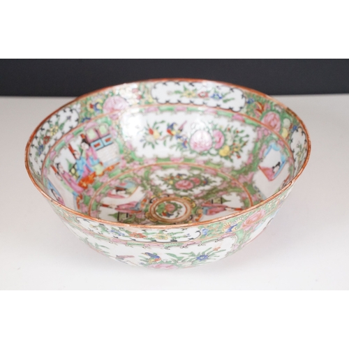 73 - Late 19th Century Chinese Famille Rose bowl with floral, figural and bird decoration throughout with... 