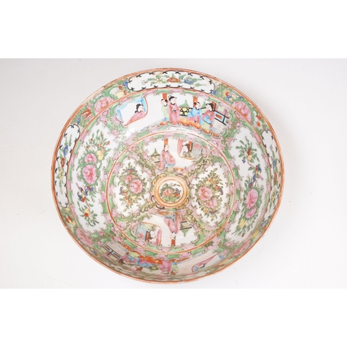73 - Late 19th Century Chinese Famille Rose bowl with floral, figural and bird decoration throughout with... 