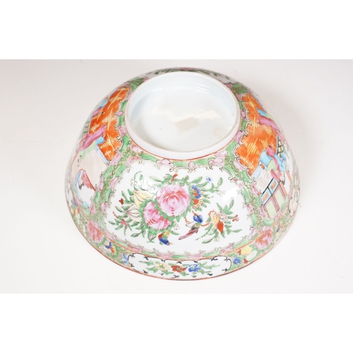 73 - Late 19th Century Chinese Famille Rose bowl with floral, figural and bird decoration throughout with... 