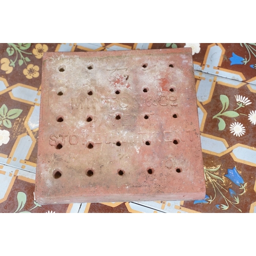 74 - Set of twelve Minton & Co encaustic tiles, with stylised floral design in the manner of Pugin, each ... 