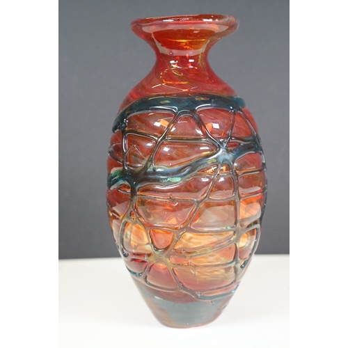 75 - Josef Hospodka for Chřibská glassworks, mid century Czech Republic art glass bowl in pink and blue, ... 
