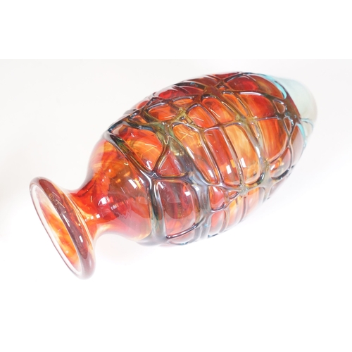 75 - Josef Hospodka for Chřibská glassworks, mid century Czech Republic art glass bowl in pink and blue, ... 