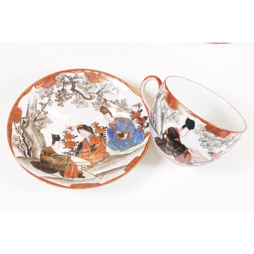 120 - Japanese Kutani part tea set, to include six teacups and saucers, two teapots, one milk jug and one ... 