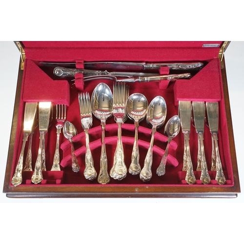 416 - Canteen containing K Bright Ltd, Sheffield King's Pattern cutlery set for six, in Flexifit mahogany ... 