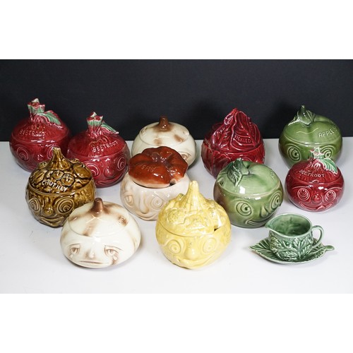119 - Collection of Sylvac face saucepots and dinnerware, to include two apple sauce pots, three beetroot ... 