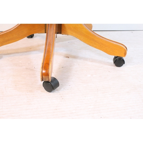 20th century yew wood captain's chair, with green leatherette ...