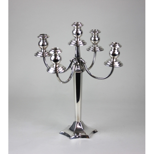 182 - A 20th century Turkish 900 silver five branch candlestick centre light surrounded by four further wi... 