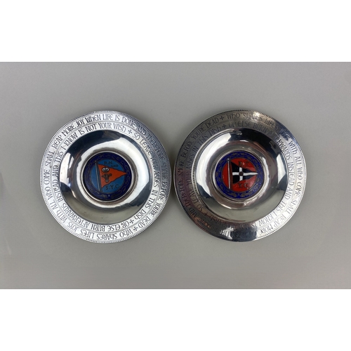 197 - A Royal Thames Yacht Club George V silver and enamel circular ashtray and a matching Royal Norfolk a... 