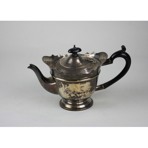 198 - An Edward VII silver teapot circular shape with raised shaped border, maker Charles Weale, Birmingha... 