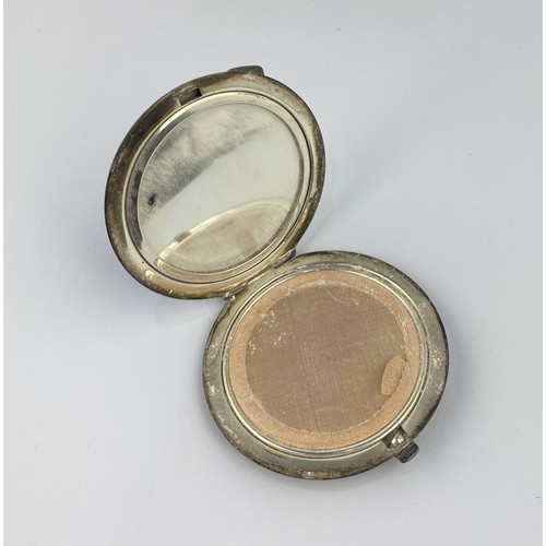 206 - A lady's silver and blue enamel circular powder compact, Birmingham 1947