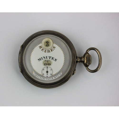 222 - A silver keyless wind open faced digital pocket watch detailed 'Cortebert Watch MFG. Co'