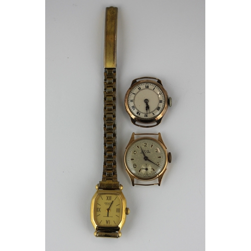 237 - An Otis gold circular cased ladys wristwatch, the case back detailed '18k 0,750', a 9ct gold circula... 