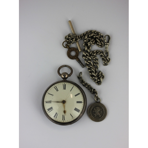 258 - A silver cased key wind open faced pocket watch the gilt fusee movement detailed to the back plate '... 