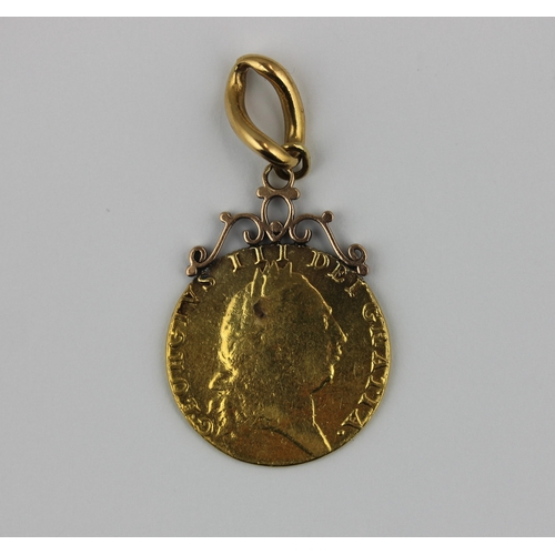 352 - A George III spade guinea 1791 mounted as a pendant gross weight 10g