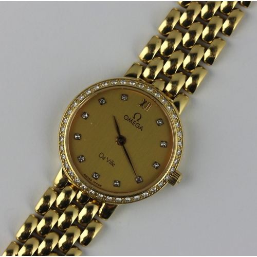 357 - LOT WITHDRAWN A lady's Omega Deville Prestige 18ct gold and diamond set quartz wristwatch the textur... 