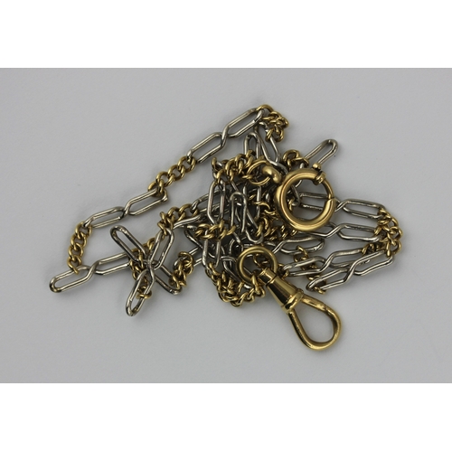 368 - A two-colour gold dress Albert chain fitted with a swivel and bolt 47.5cm long, 12.9g