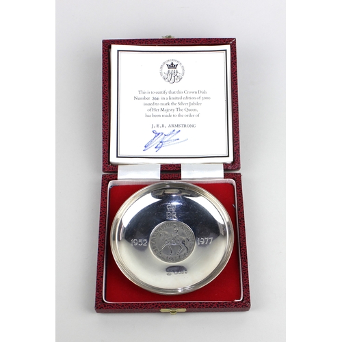 37 - A Queen Elizabeth II Royal Commemorative cased limited edition silver dish circular shape with inset... 