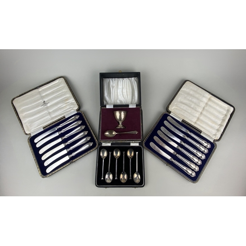 41 - A cased set of six George V silver coffee spoons maker William Suckling, Birmingham 1934, a cased si... 