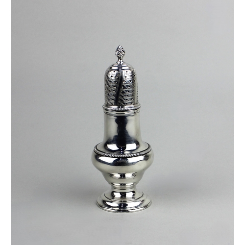 55 - A George V silver castor baluster shape with flame finial, maker William Comyns, London 1912, 2.7oz ... 