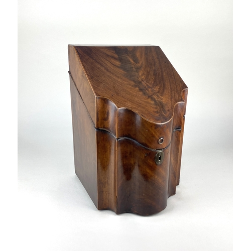 161 - A George III and later mahogany knife box height 34cm (a/f)