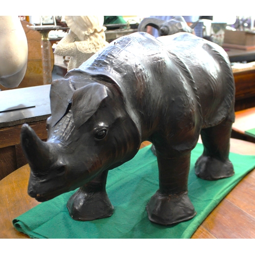 169 - A large Liberty leather Rhino, approx 100cm long by 55cm high.