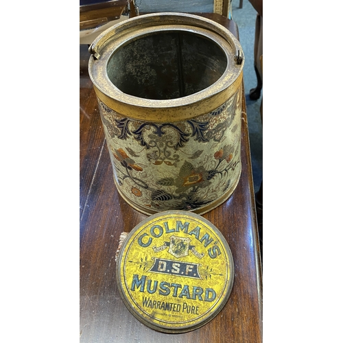 182 - A vintage Coleman's mustard tin, early 20th century, the tapered circular form decorated in a chintz... 