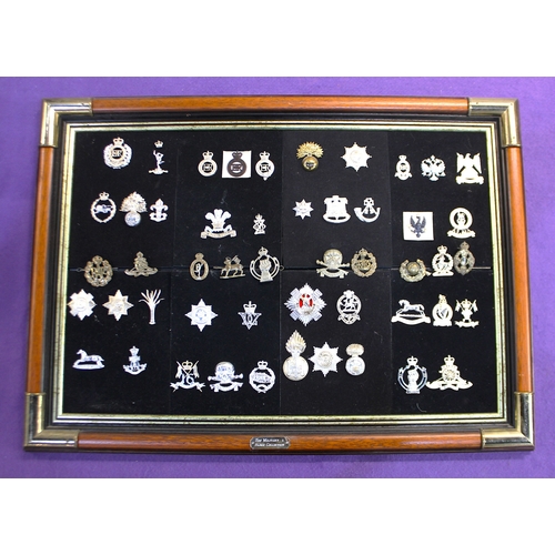 187 - 'The Military Badge Collection', contained within two purpose made military campaign style frames, e... 