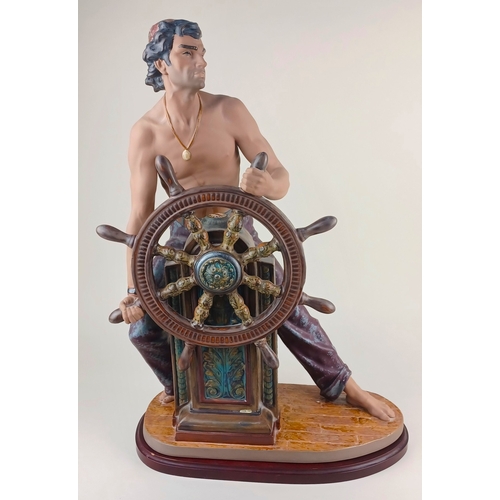 3 - A large Lladro gres figure of a sailor 'Stormy Sea', 53cm high, on wooden stand (a/f)... 