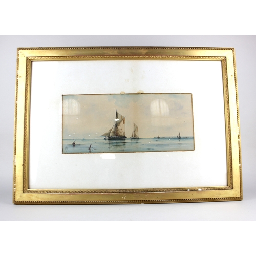 314 - British School (19th century), 'Marine scene with fishing boats in calm waters', watercolour, initia... 