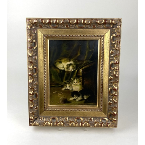 322 - Manner of Bessie Bamber (1870-1910), kittens, oil on board, bearing initials 'BB', 22cm by 16cm... 