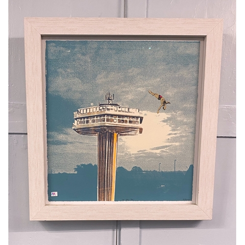 342 - Anna Marrow (contemporary), diver and tower, 'Mr Blue Sky', limited edition screenprint, numbered 8/... 