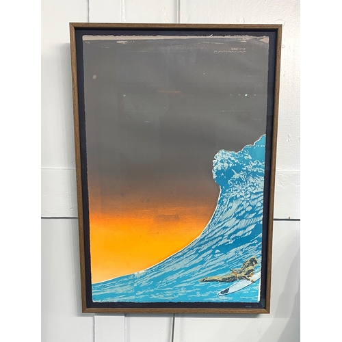 343 - Anna Marrow (contemporary), female surfer riding a wave, 'Surf's Up', screenprint, artist's proof, i... 