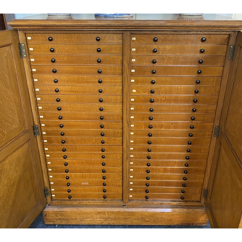 469 - A good quality 19th century light / medium oak entomological / collectors 40 drawer cabinet by T Gur... 