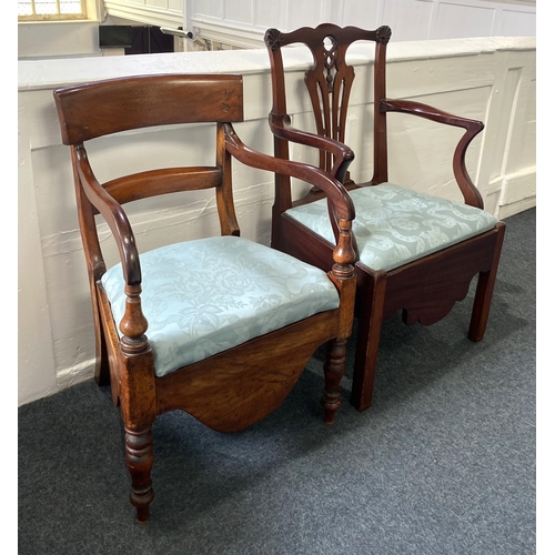 476 - A 19th century Chippendale style commode chair with a pierced vase splat, and a Victorian mahogany b... 