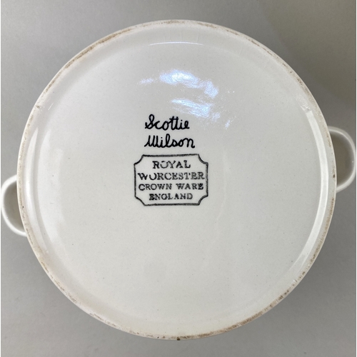 54 - A collection of Scottie Wilson for Royal Worcester Crown Ware decorated with a black and white silho... 