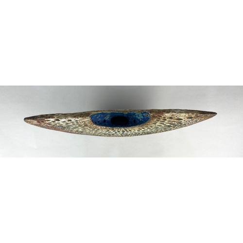 7 - Alan Wallwork (1931-2019), a studio pottery stoneware slice wedge shaped form with pierced decoratio... 