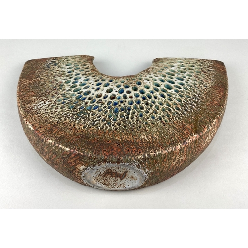 7 - Alan Wallwork (1931-2019), a studio pottery stoneware slice wedge shaped form with pierced decoratio... 