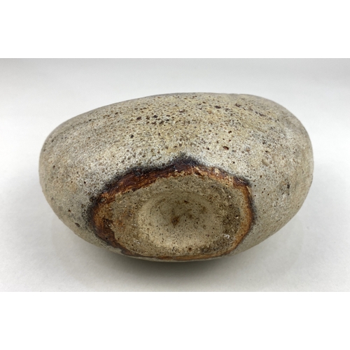 112 - Alan Wallwork (1931 - 2019), a studio pottery vase of organic form, textured glaze, incised potters ... 
