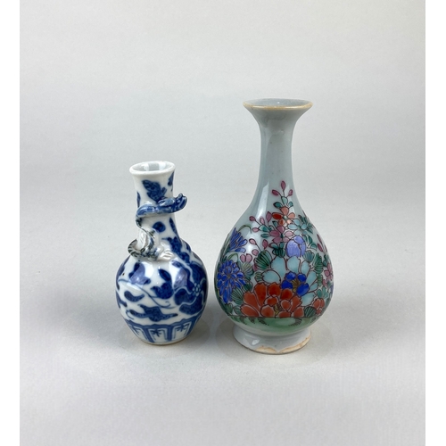 113 - An antique Chinese blue and white porcelain miniature vase, 19th century or earlier, 9cm high, toget... 