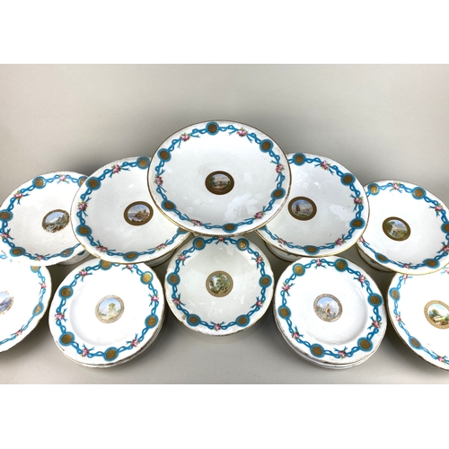 22 - A collection of Minton 19th century porcelain comports in four various heights, and eight side plate... 