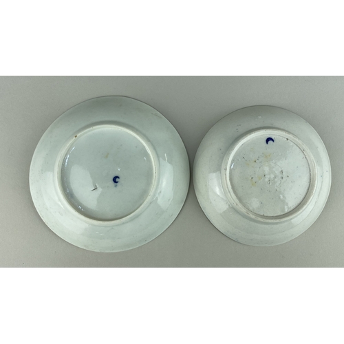 29 - Two 18th century Worcester blue and white porcelain saucers in the 'fence pattern' largest 12cm diam... 