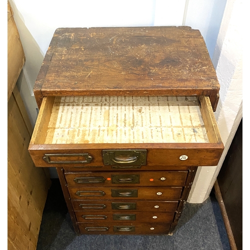 548 - A set of late 19th / early 20th century mahogany shop fitting drawers, the nine graduated drawers wi... 