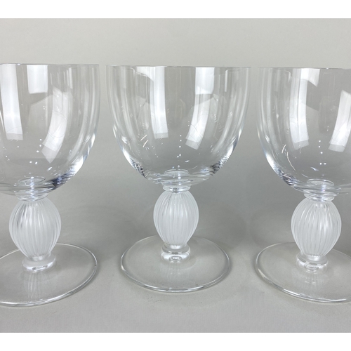 9 - A suite of twenty Lalique 'Langeais' pattern wine glasses, in two sizes, ten being 15cm high by 9.5c... 