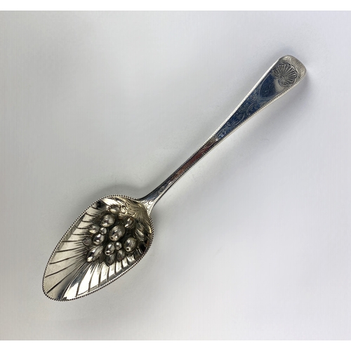 107 - A George III silver berry spoon by William Eley I, William Fearn & William Chawner, London 1808.... 