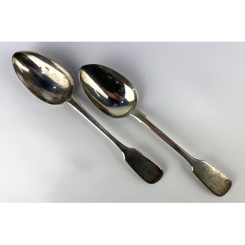 112 - A pair of Victorian Fiddle pattern silver table spoons, London 1849, 4.8oz... 