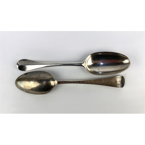 115 - Two Old English Pattern silver tablespoons with engraved initials, one George III example, maker SA,... 