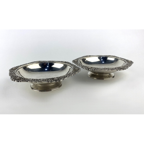 36 - A pair of George V silver Celtic / Arts & Crafts design bon bon dishes by Mappin & Webb, 15c... 