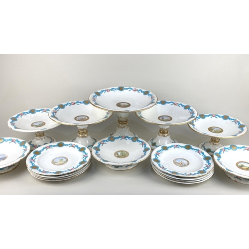 417 - A collection of Minton 19th century porcelain comports in four various heights, and eight side plate... 